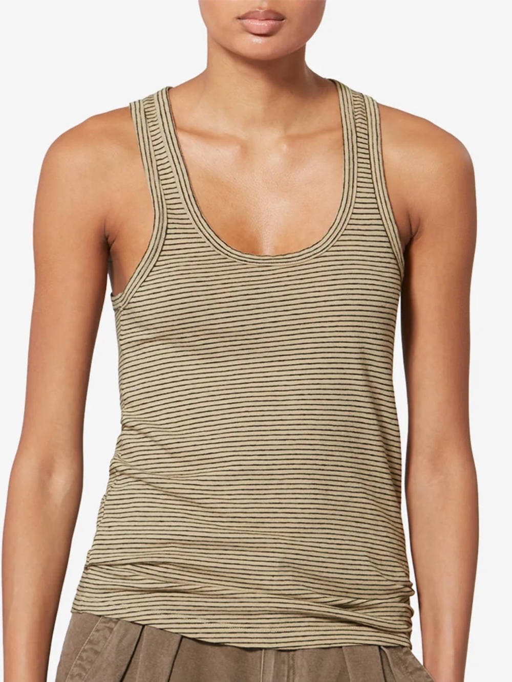 Isabel Marant Thea Linen Blend Tank in Black & White